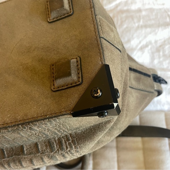 Alexander Wang Emile Suede Satchel Croc Embossed Leather olive green - Picture 4 of 11